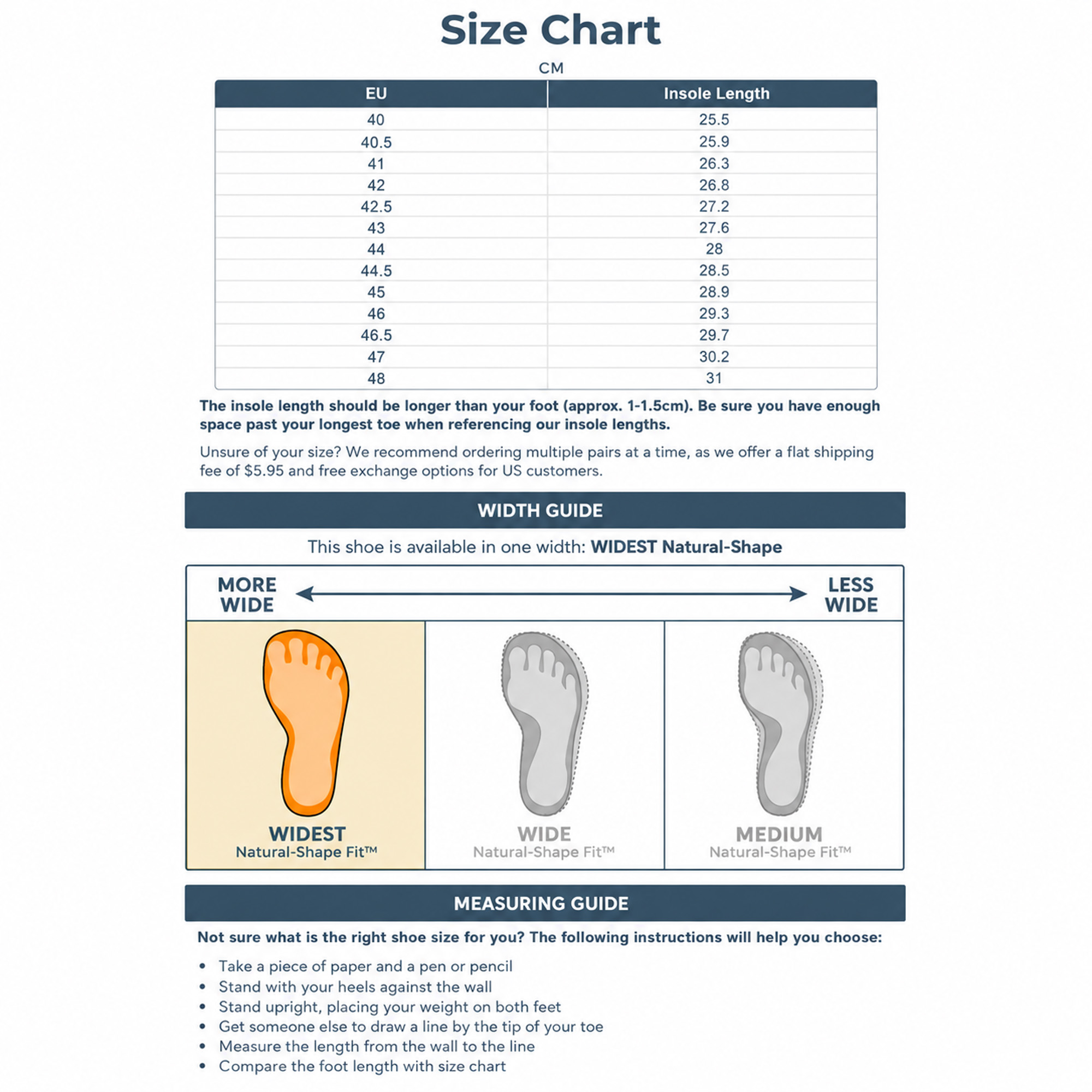 male size chart